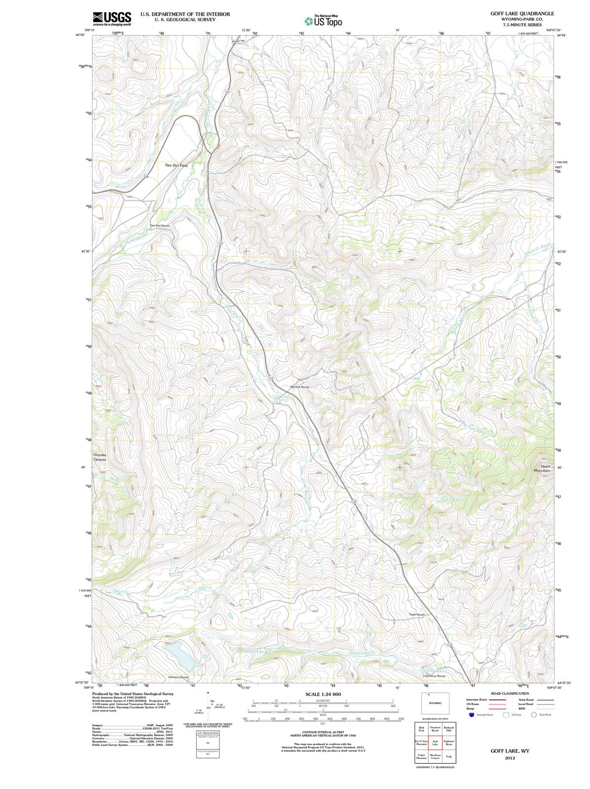 2012 Goff Lake, WY - Wyoming - USGS Topographic Map