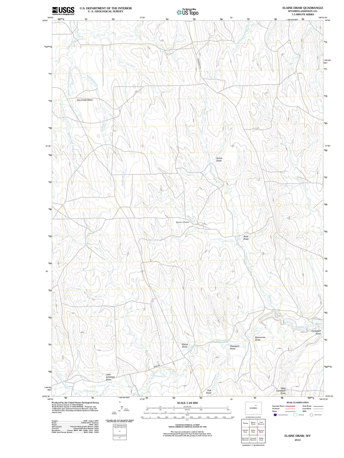 2012 Elaineraw, WY - Wyoming - USGS Topographic Map
