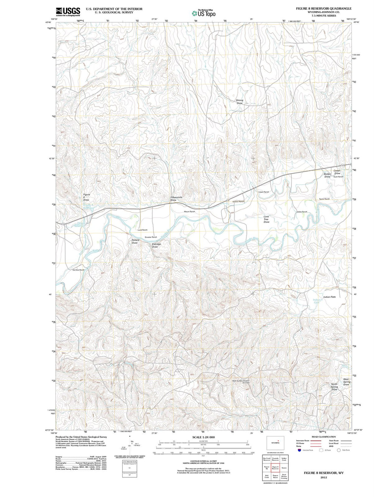 2012 Figure 8 Reservoir, WY - Wyoming - USGS Topographic Map