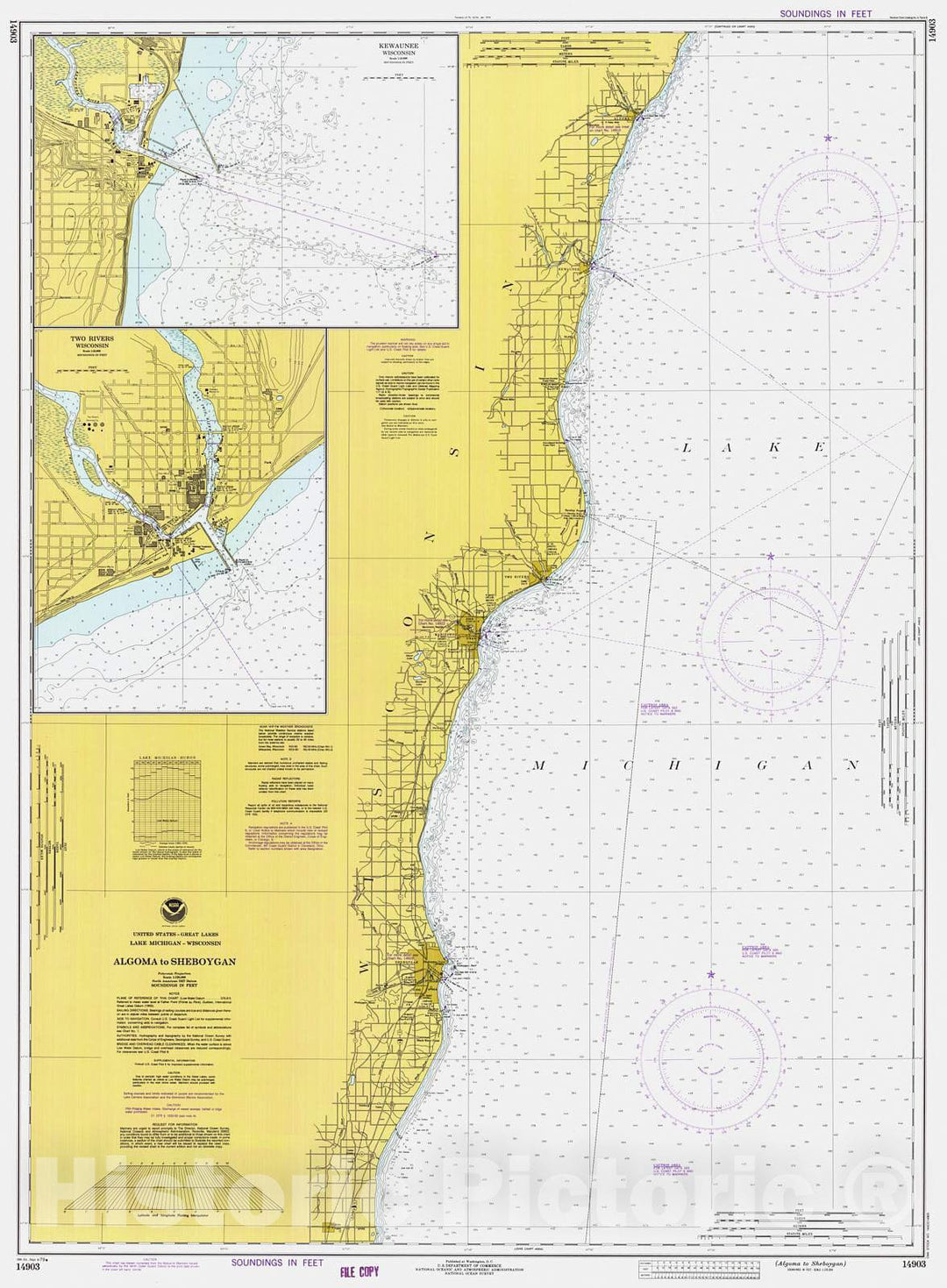 Historic Nautical Map - Algoma To Sheboygan, 1979 NOAA Chart - Wisconsin (WI) - Vintage Wall Art