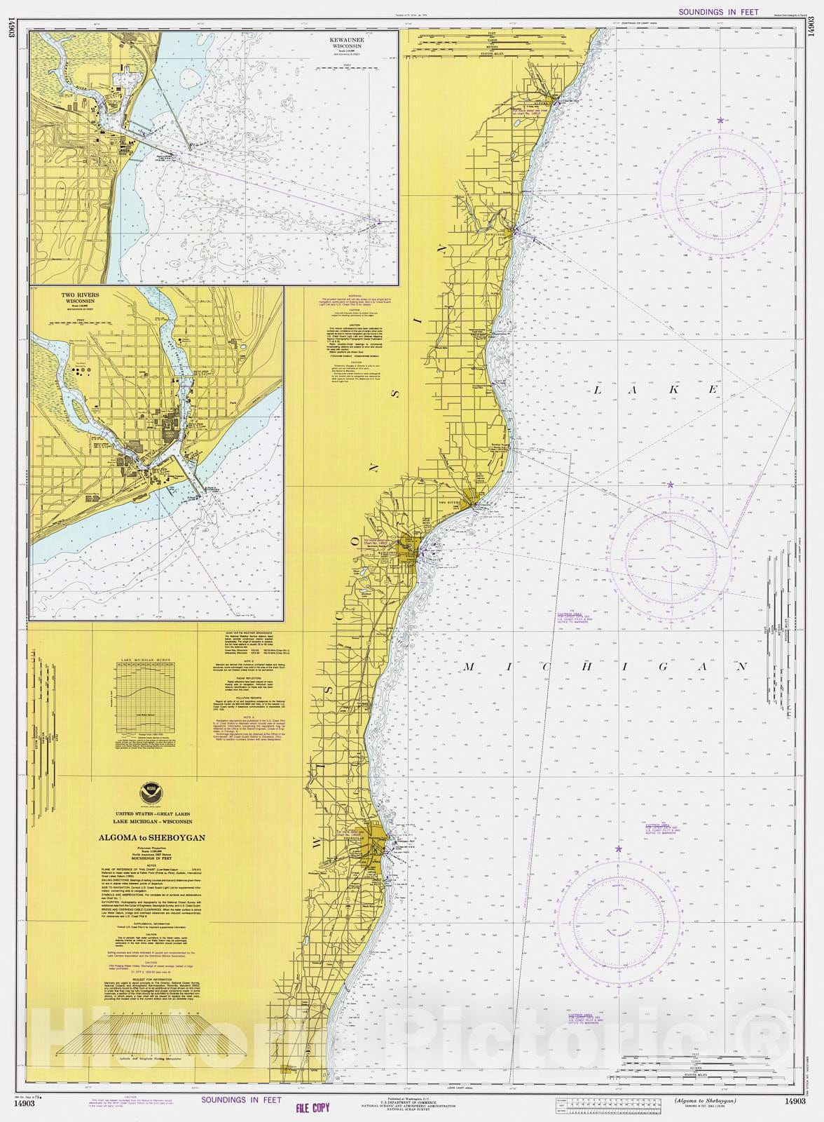 Historic Nautical Map - Algoma To Sheboygan, 1979 NOAA Chart - Wisconsin (WI) - Vintage Wall Art