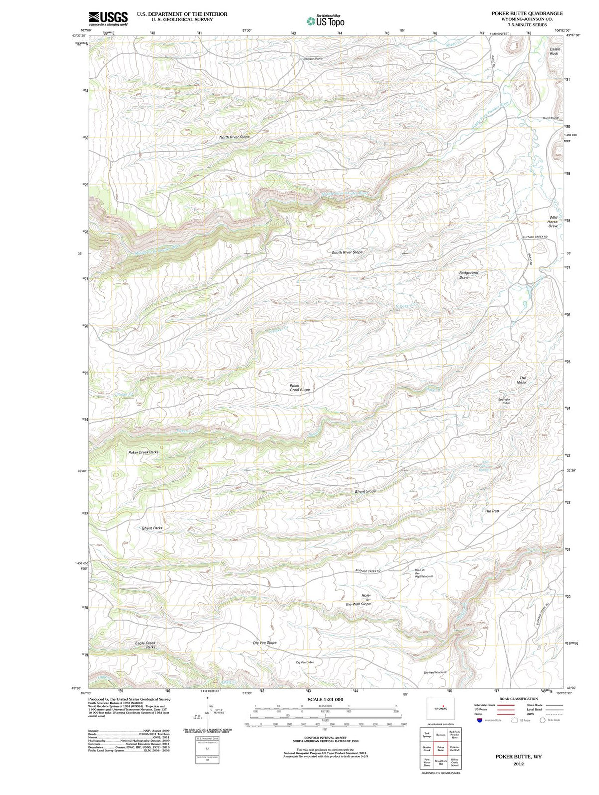 2012 Poker Butte, WY - Wyoming - USGS Topographic Map