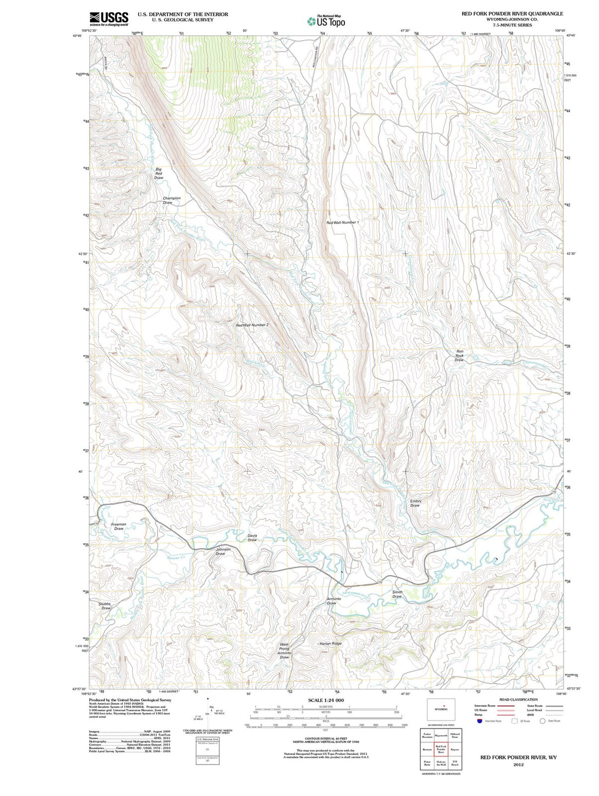 2012 Red Fork Powder River, WY - Wyoming - USGS Topographic Map