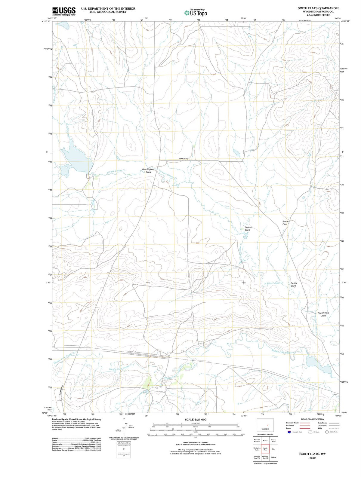 2012 Smith Flats, WY - Wyoming - USGS Topographic Map