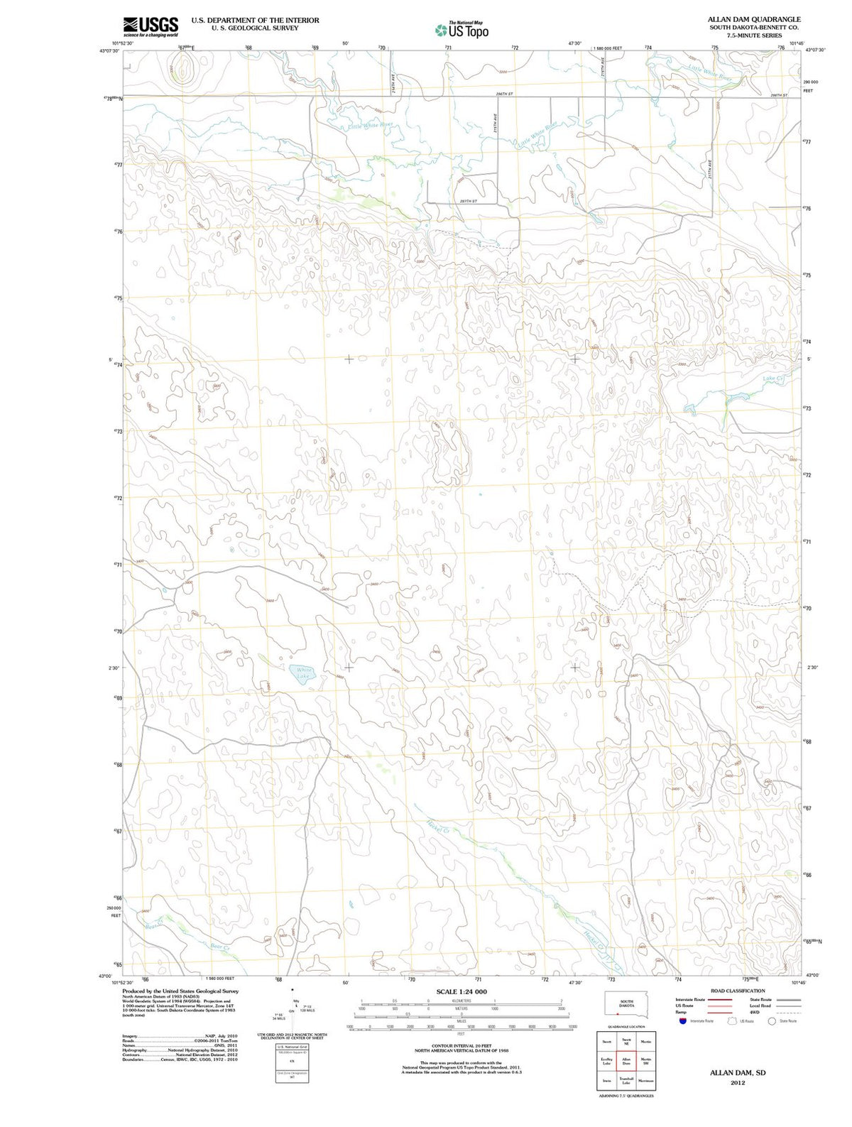 2012 Allanam, SD - South Dakota - USGS Topographic Map