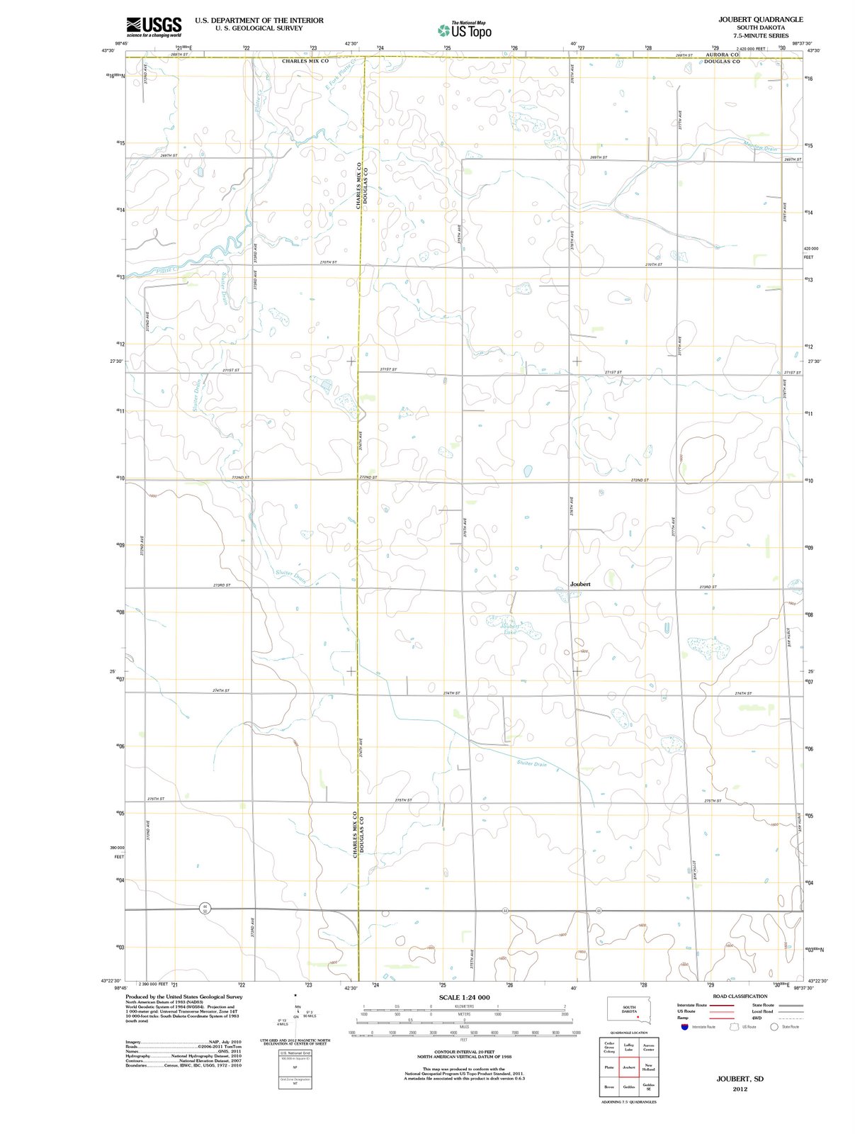 2012 Joubert, SD - South Dakota - USGS Topographic Map