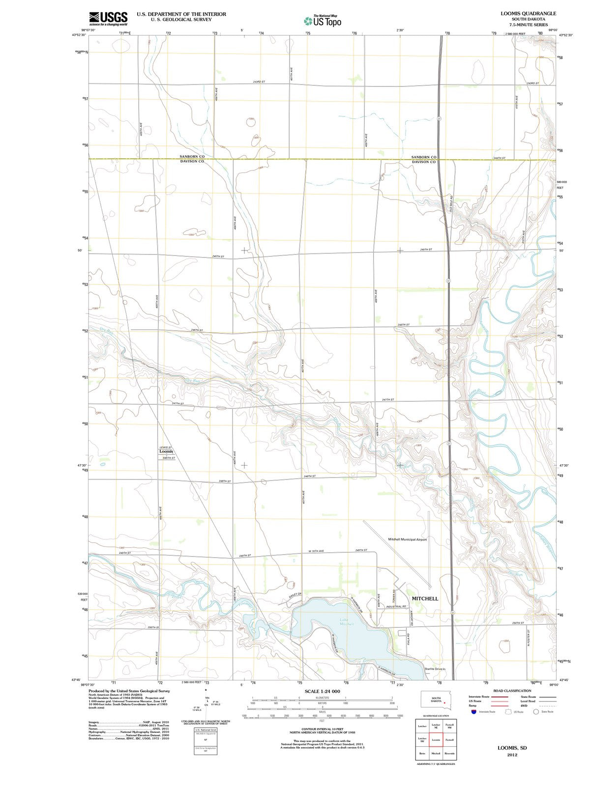 2012 Loomis, SD - South Dakota - USGS Topographic Map