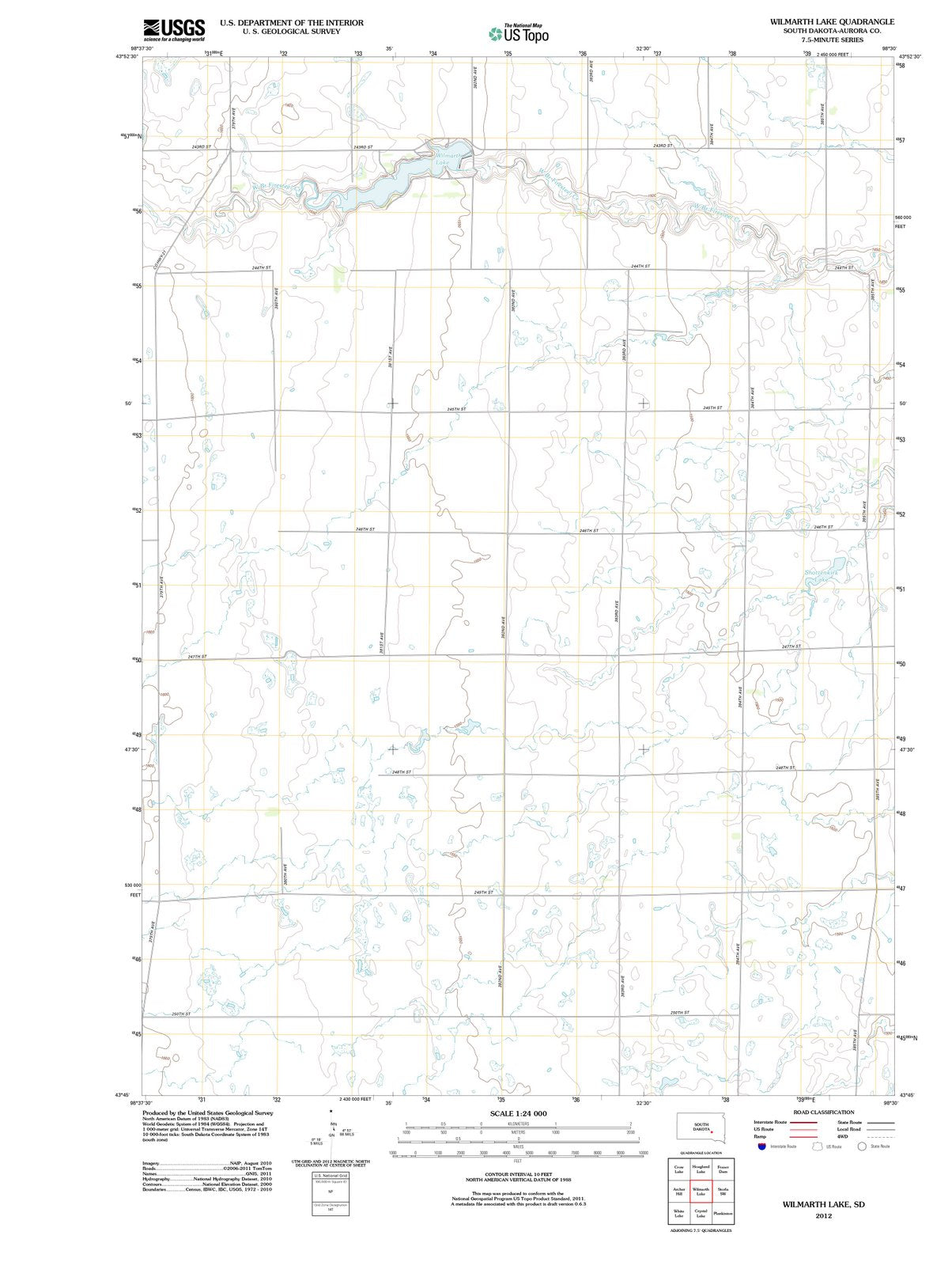 2012 Wilmarth Lake, SD - South Dakota - USGS Topographic Map