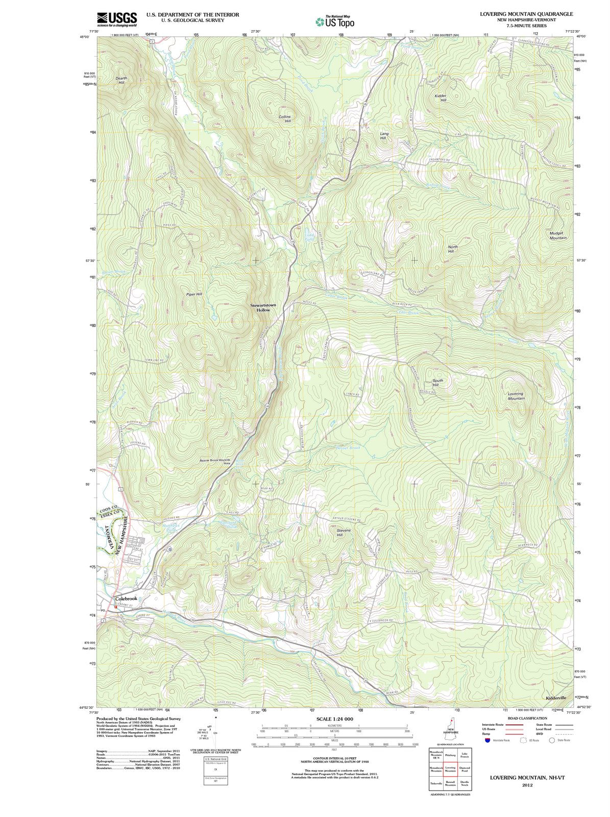 2012 Lovering Mountain, NH - New Hampshire - USGS Topographic Map