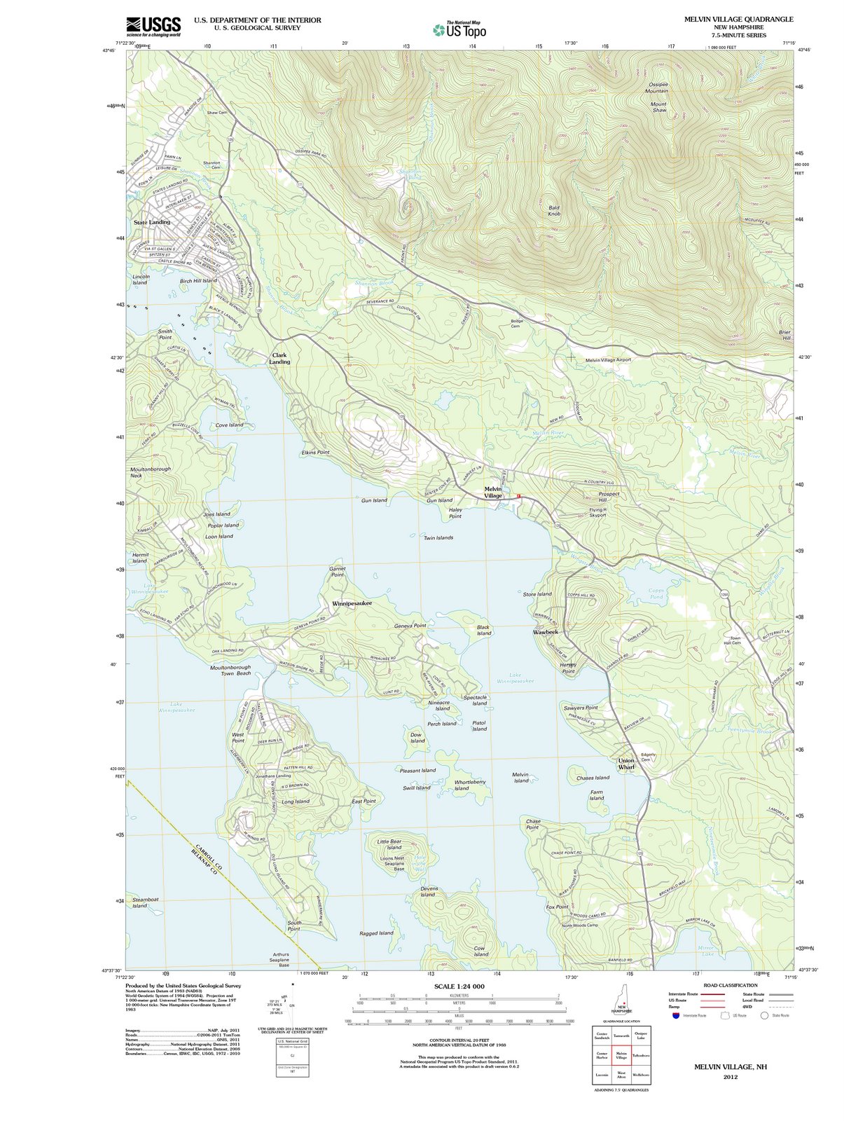 2012 Melvin Village, NH - New Hampshire - USGS Topographic Map