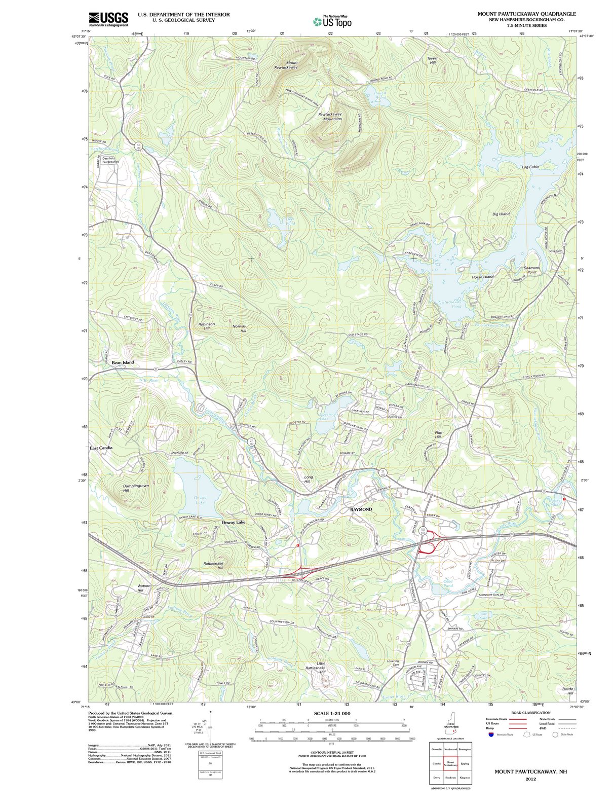 2012 Mount Pawtuckaway, NH - New Hampshire - USGS Topographic Map