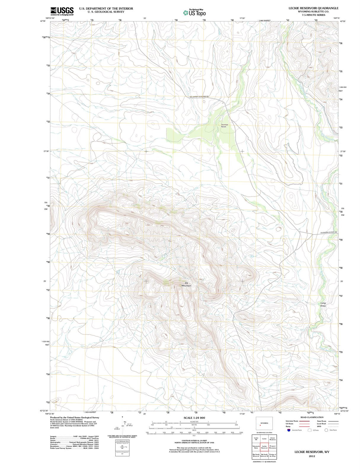 2012 Leckie Reservoir, WY - Wyoming - USGS Topographic Map