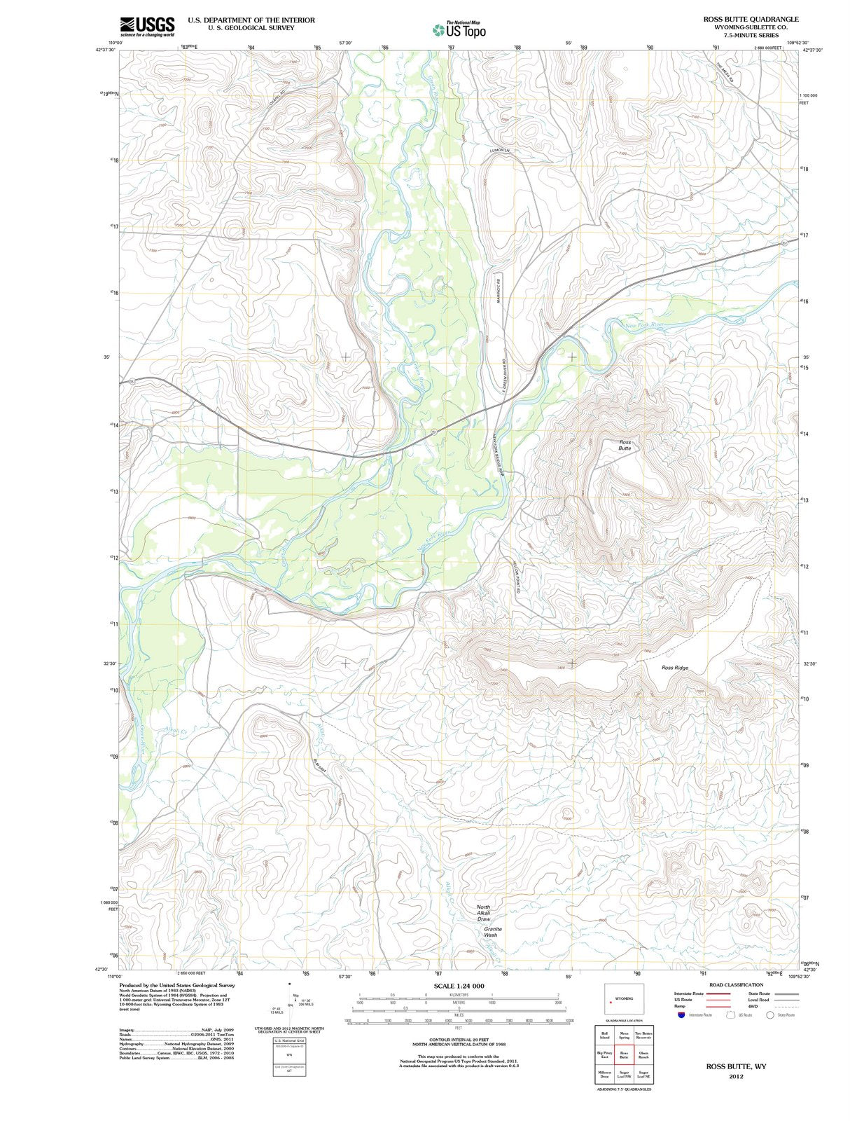 2012 Ross Butte, WY - Wyoming - USGS Topographic Map