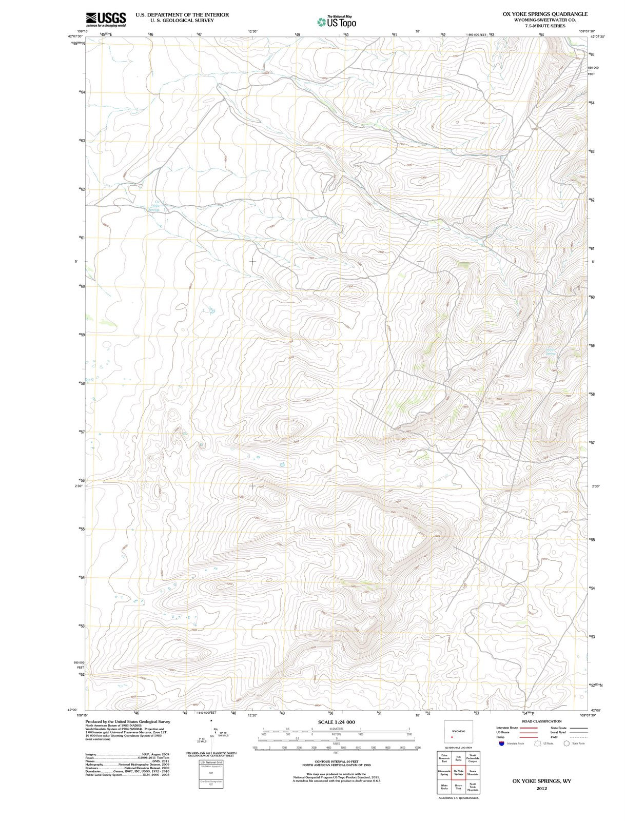 2012 Ox Yoke Springs, WY - Wyoming - USGS Topographic Map