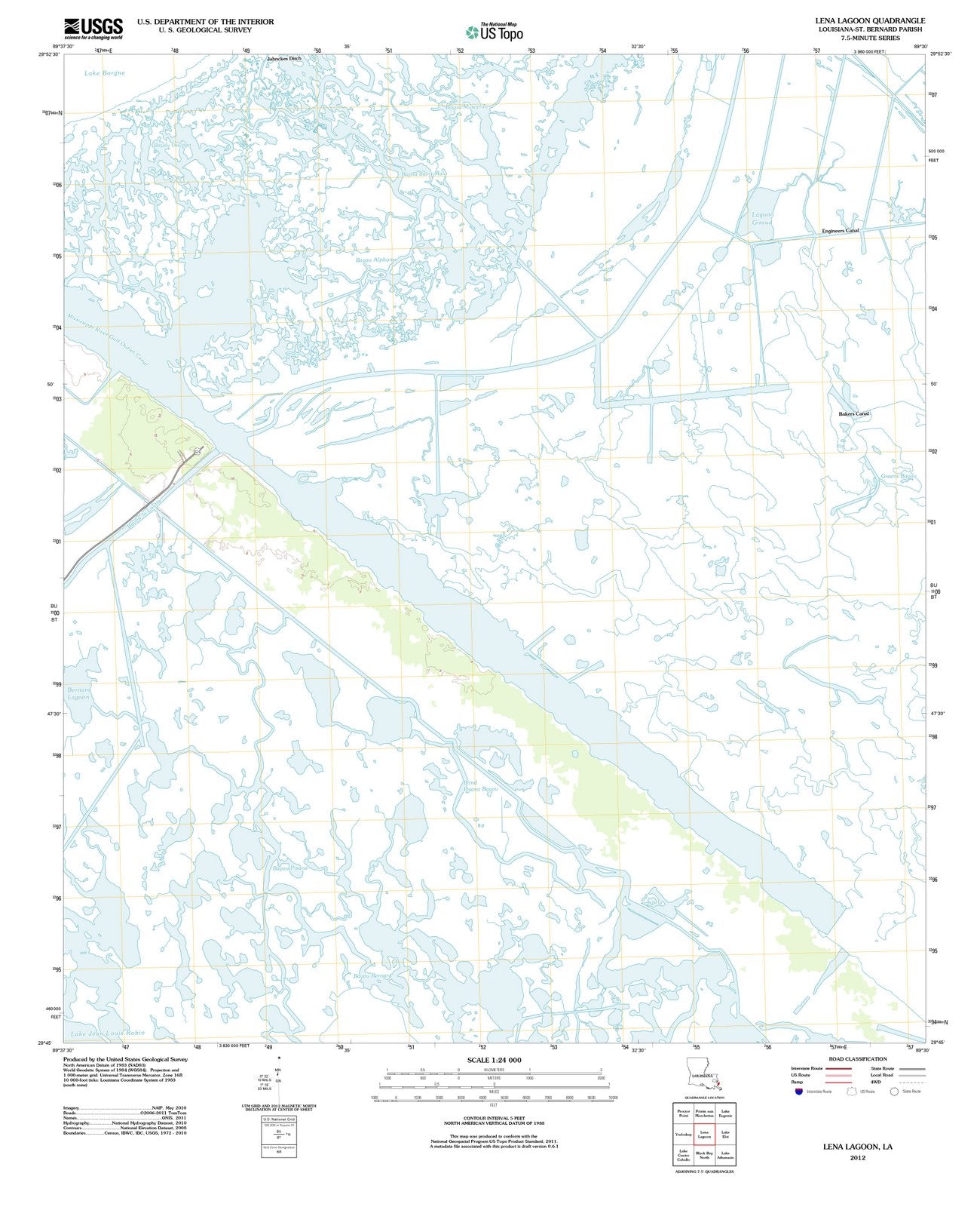 2012 Lena Lagoon, LA - Louisiana - USGS Topographic Map