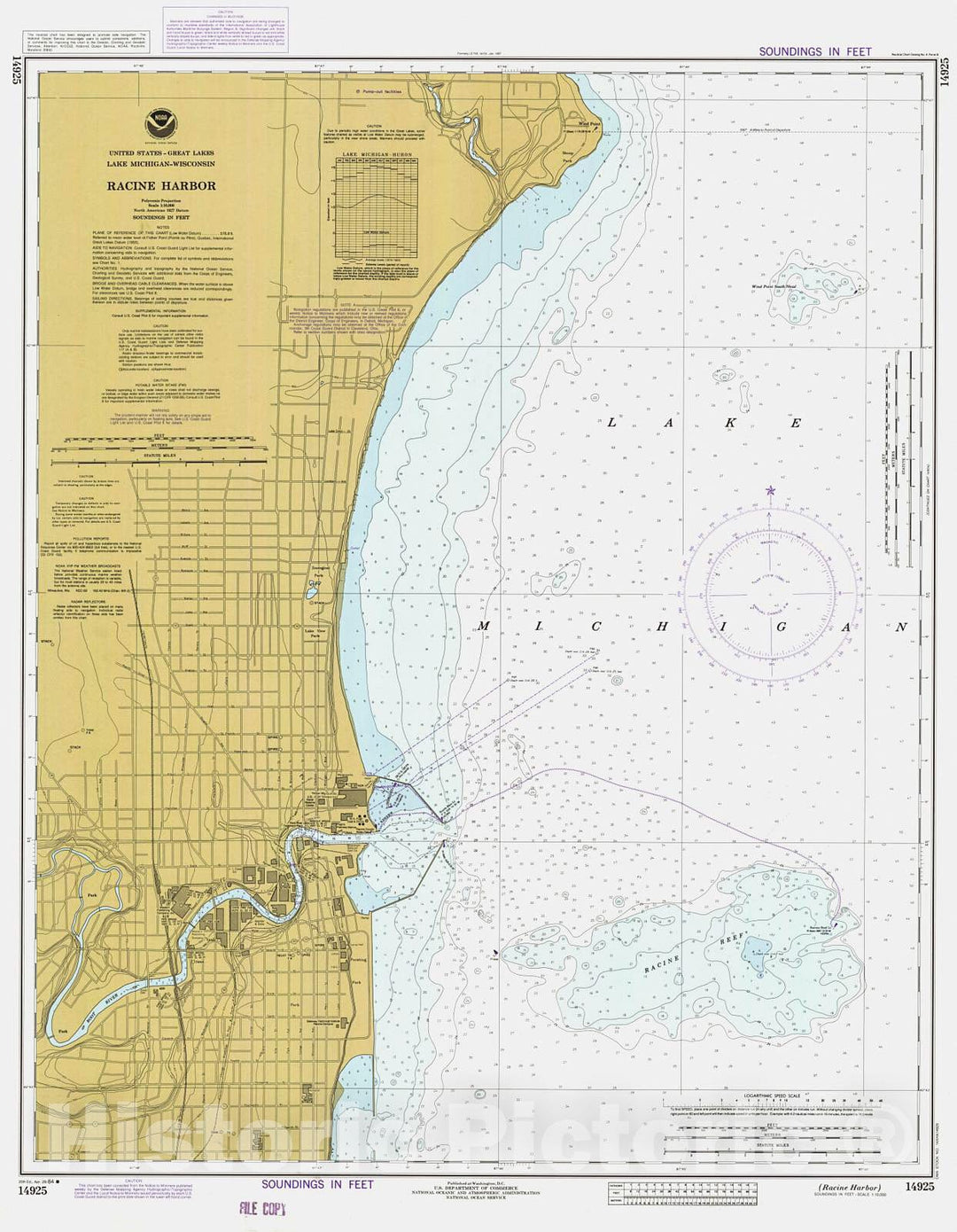 Historic Nautical Map - Racine Harbor, 1984 NOAA Chart - Wisconsin (WI) - Vintage Wall Art