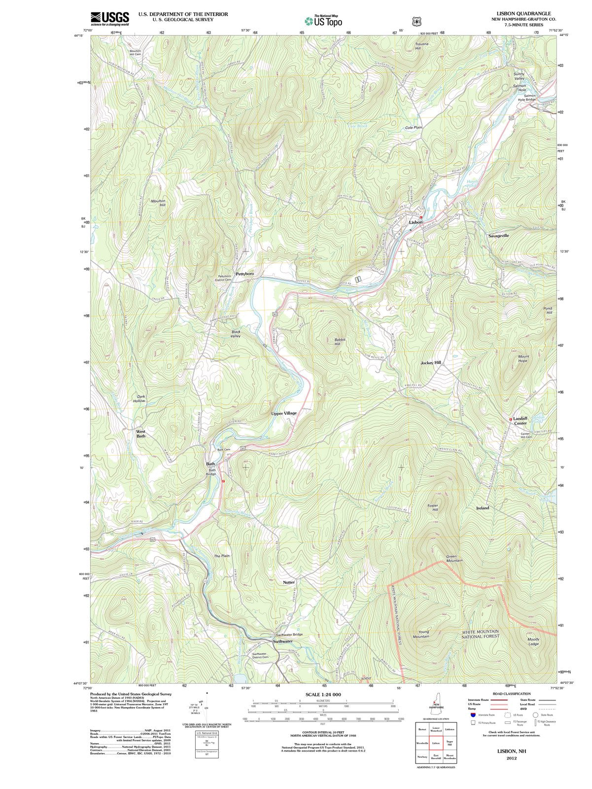 2012 Lisbon, NH - New Hampshire - USGS Topographic Map