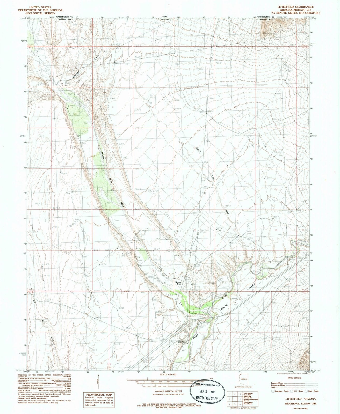 1985 Littlefield, AZ - Arizona - USGS Topographic Map