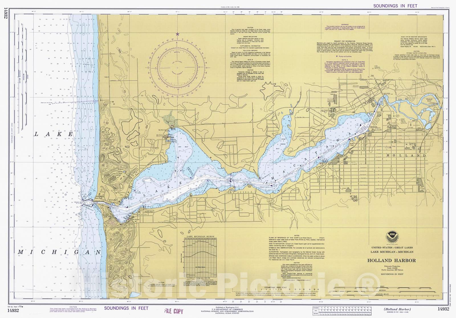 Historic Nautical Map - Holland Harbor, 1979 NOAA Chart - Michigan (MI) - Vintage Wall Art