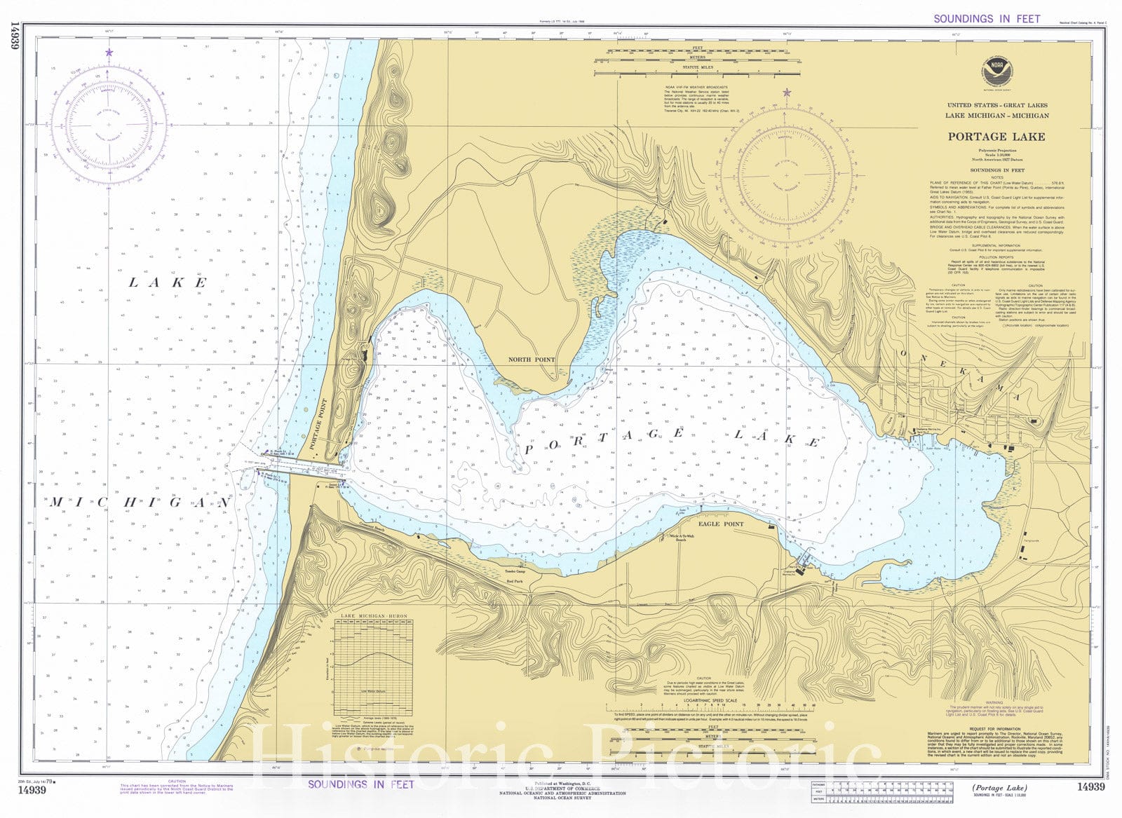 Portage Lake, Michigan 1979 Nautical Chart Print
