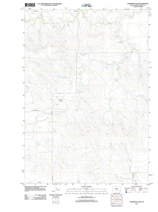 2012 Thompson Lake, SD - South Dakota - USGS Topographic Map