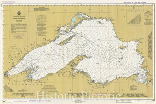 Lake Superior 1980 Nautical Chart - Historical Map Print