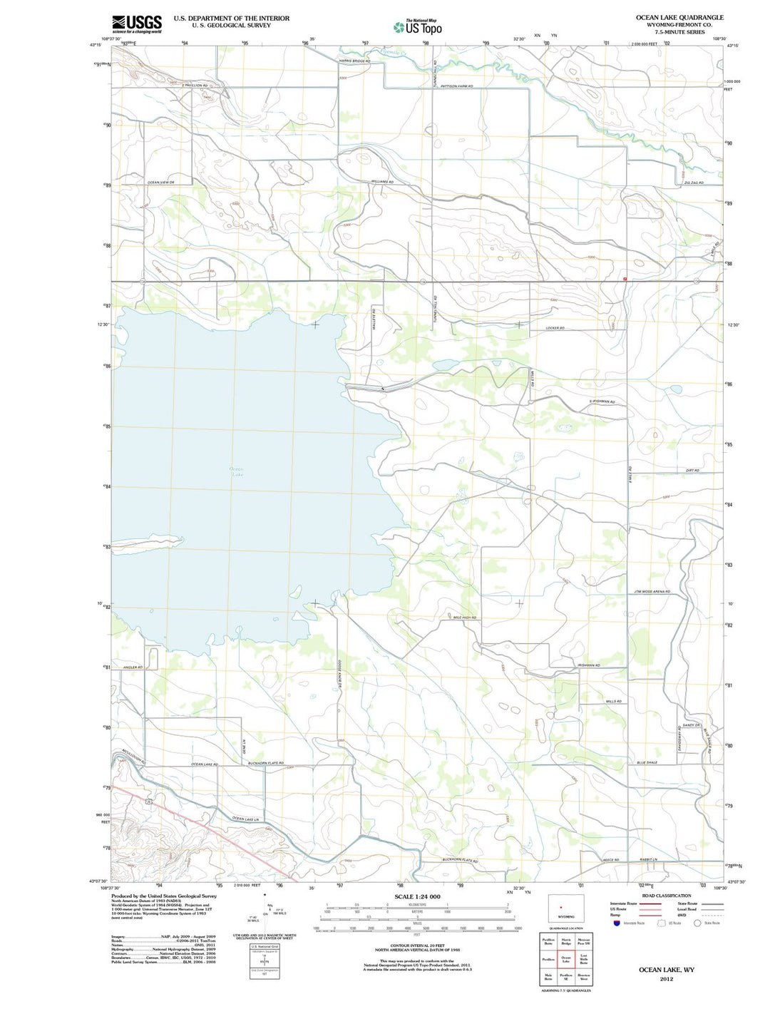 2012 Ocean Lake, WY - Wyoming - USGS Topographic Map