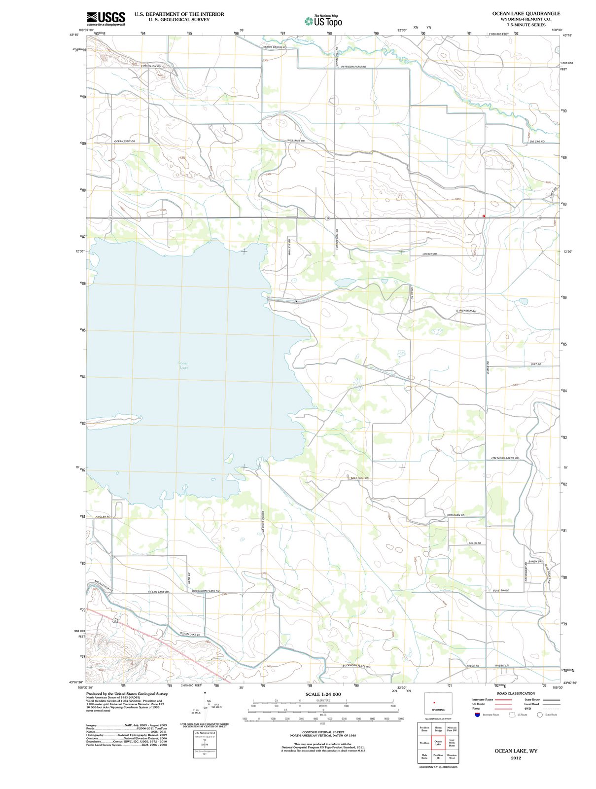 2012 Ocean Lake, WY - Wyoming - USGS Topographic Map