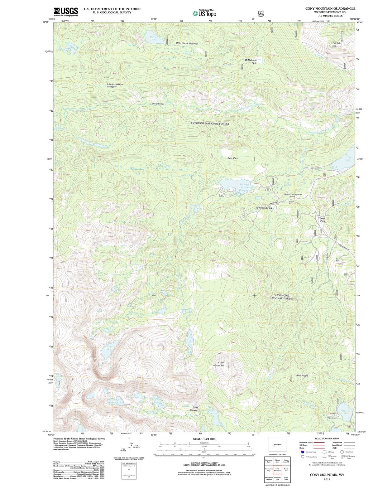 2012 Cony Mountain, WY - Wyoming - USGS Topographic Map