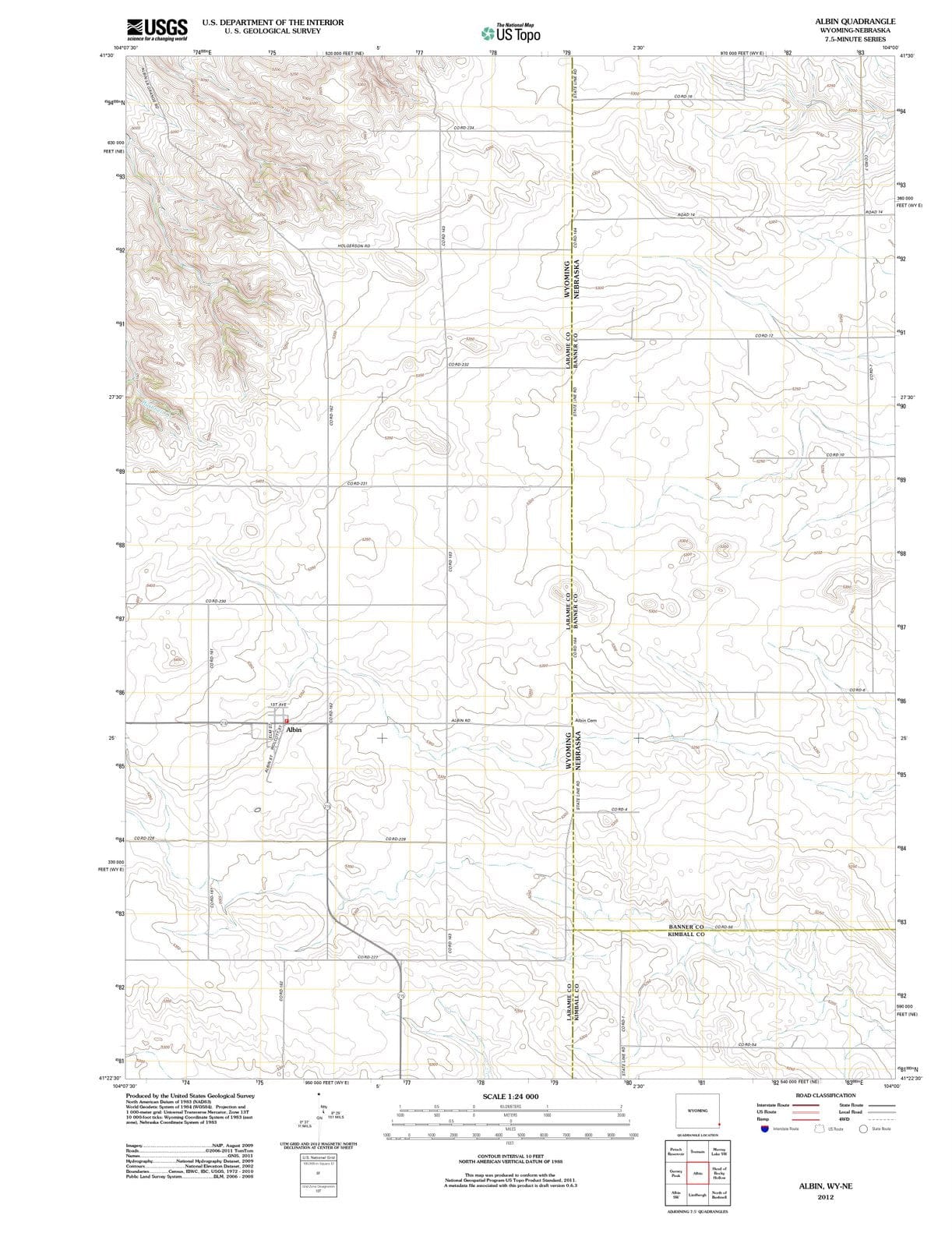 2012 Albin, WY - Wyoming - USGS Topographic Map