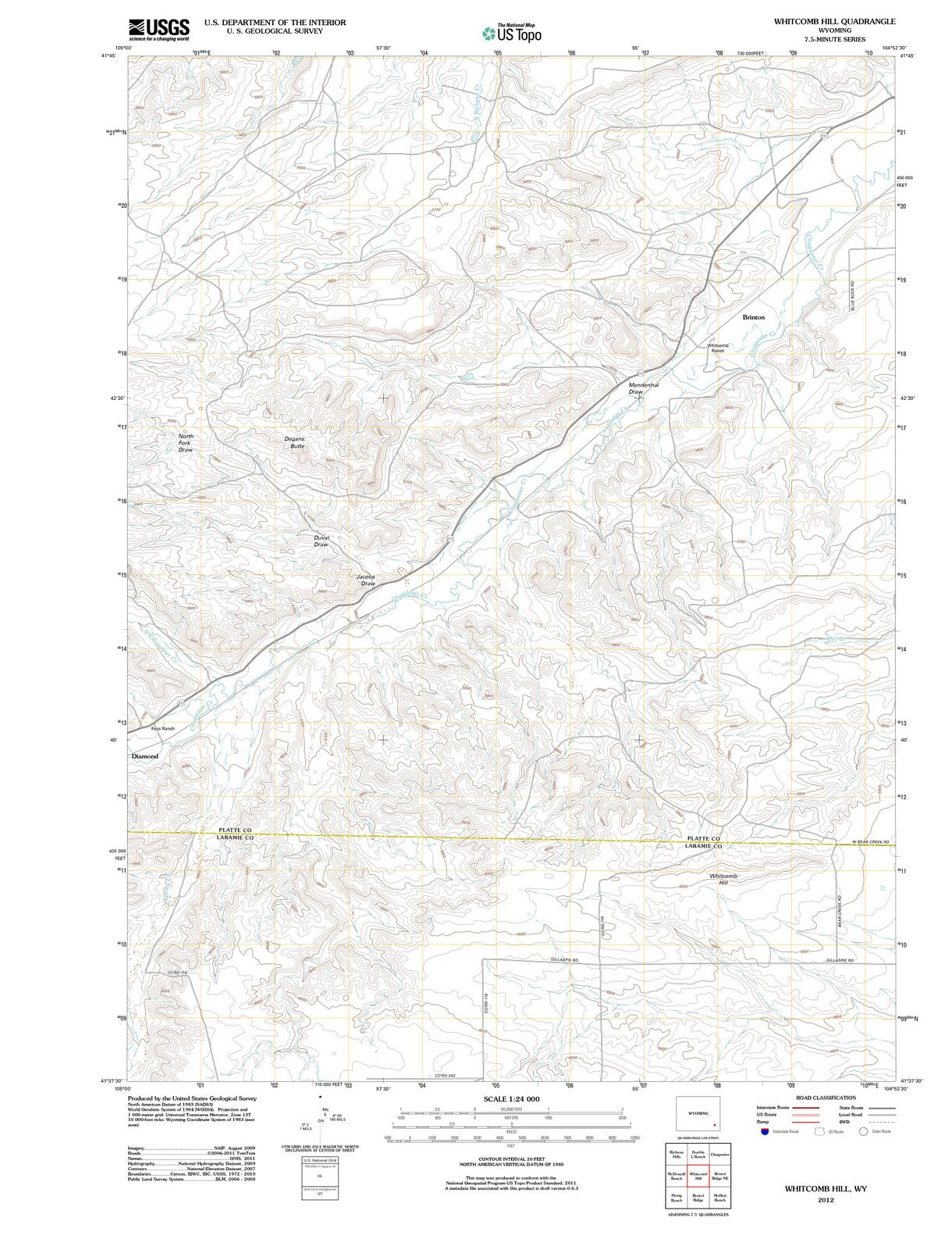 2012 Whitcomb Hill, WY - Wyoming - USGS Topographic Map