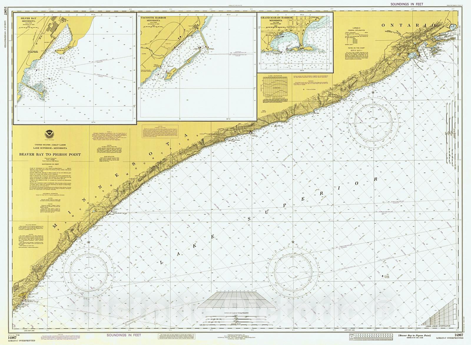 Historic Nautical Map - Beaver Bay To Pigeon Point, 1986 NOAA Chart - Minnesota (MN) - Vintage Wall Art