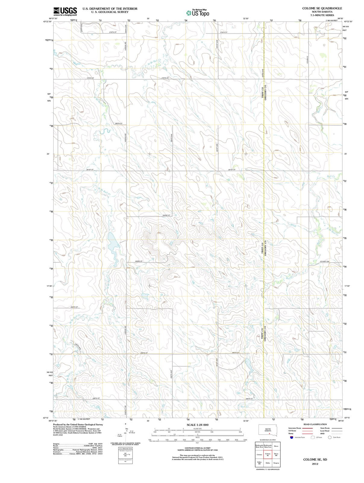 2012 Colome, SD - South Dakota - USGS Topographic Map