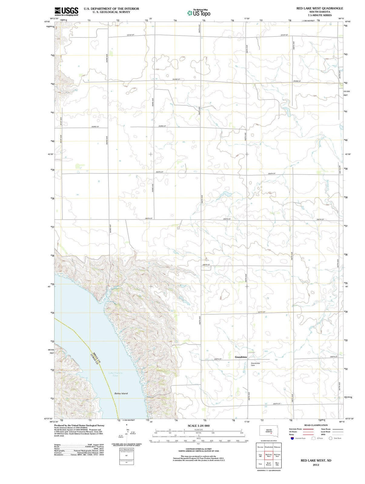 2012 Red Lake West, SD - South Dakota - USGS Topographic Map