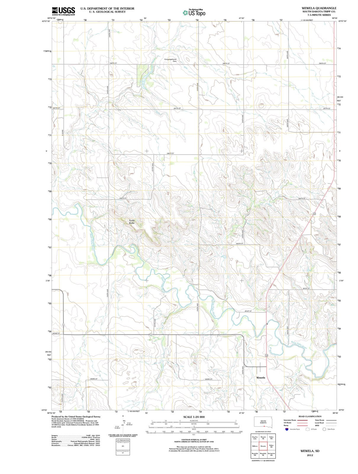2012 Wewela, SD - South Dakota - USGS Topographic Map