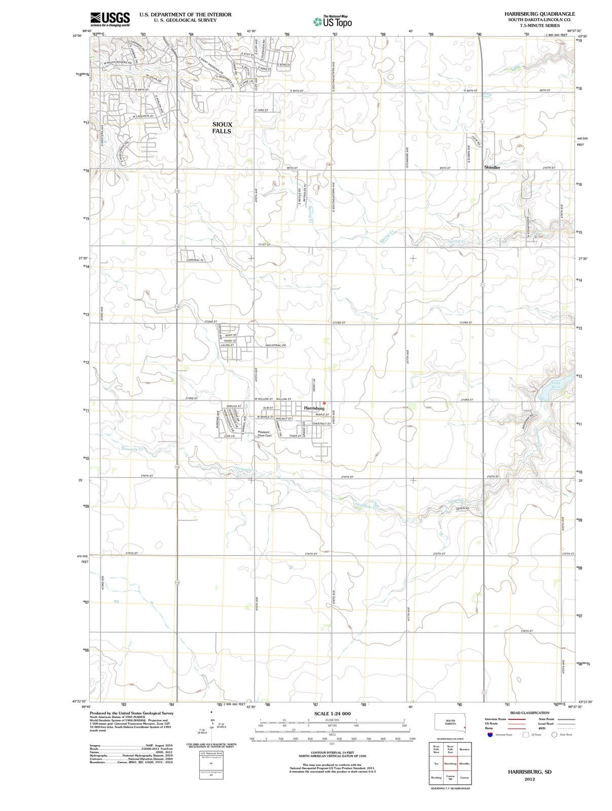 2012 Harrisburg, SD - South Dakota - USGS Topographic Map