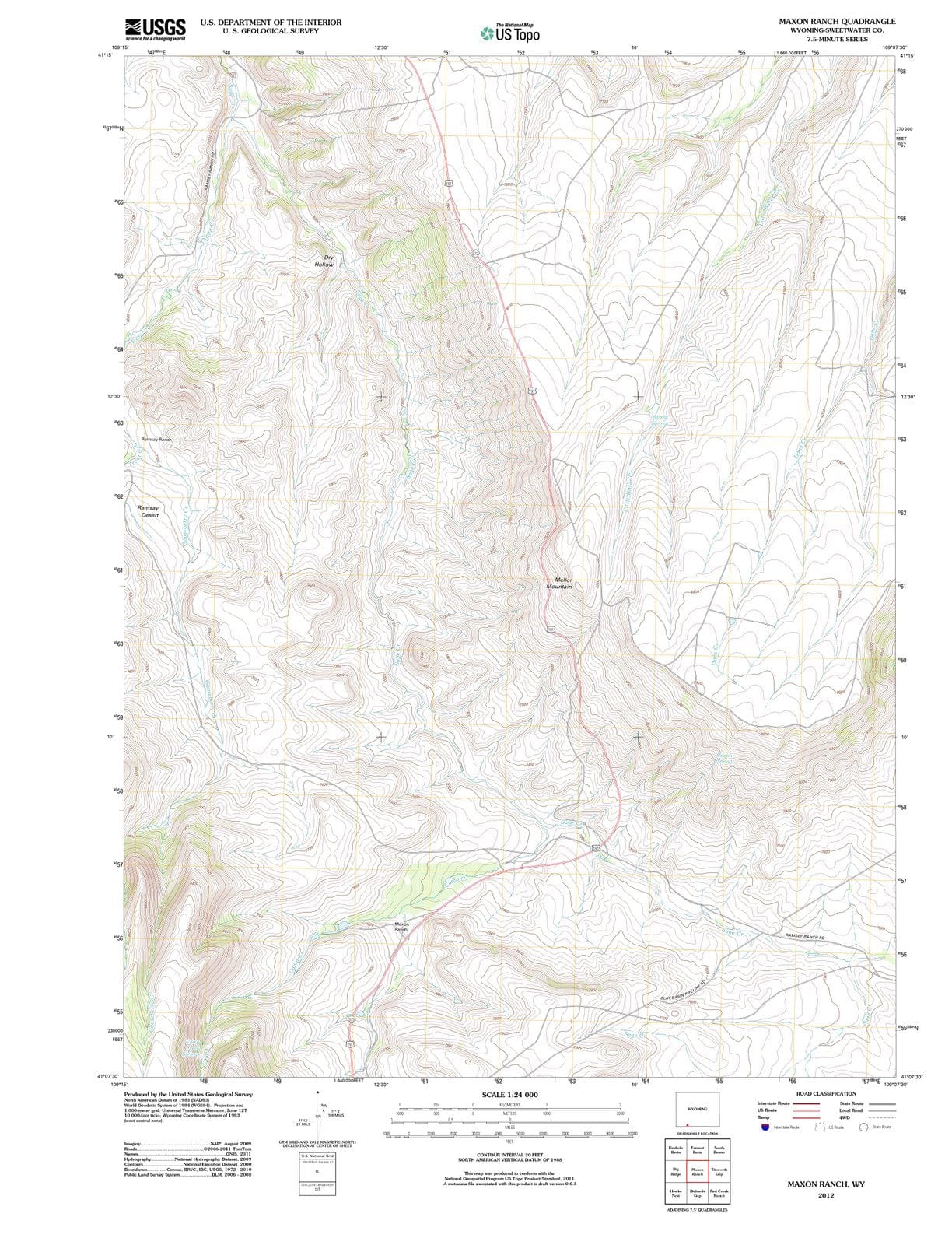2012 Maxon Ranch, WY - Wyoming - USGS Topographic Map