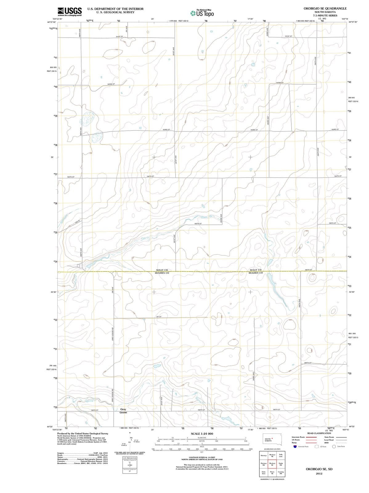 2012 Okobojo, SD - South Dakota - USGS Topographic Map v2