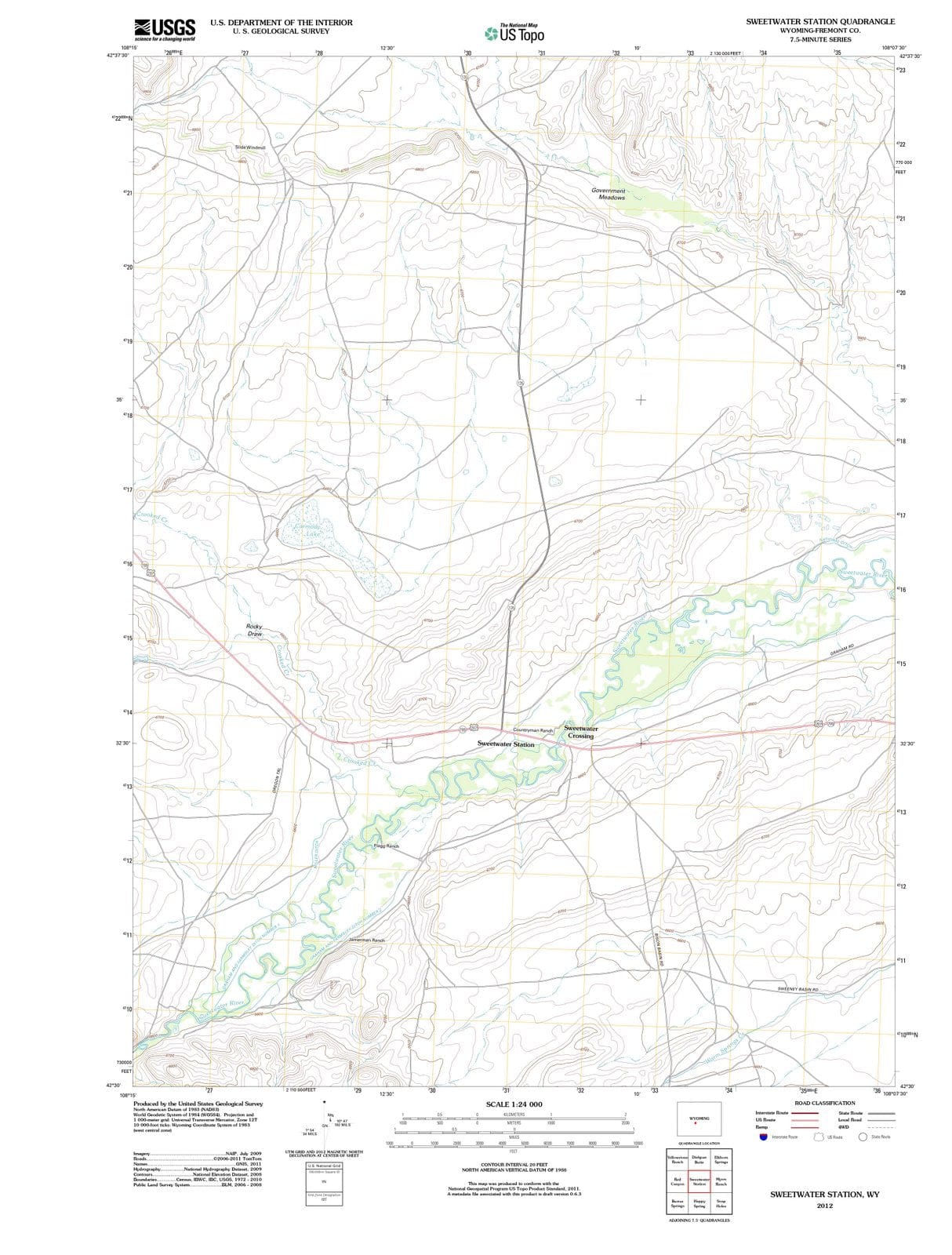 2012 Sweetwater Station, WY - Wyoming - USGS Topographic Map