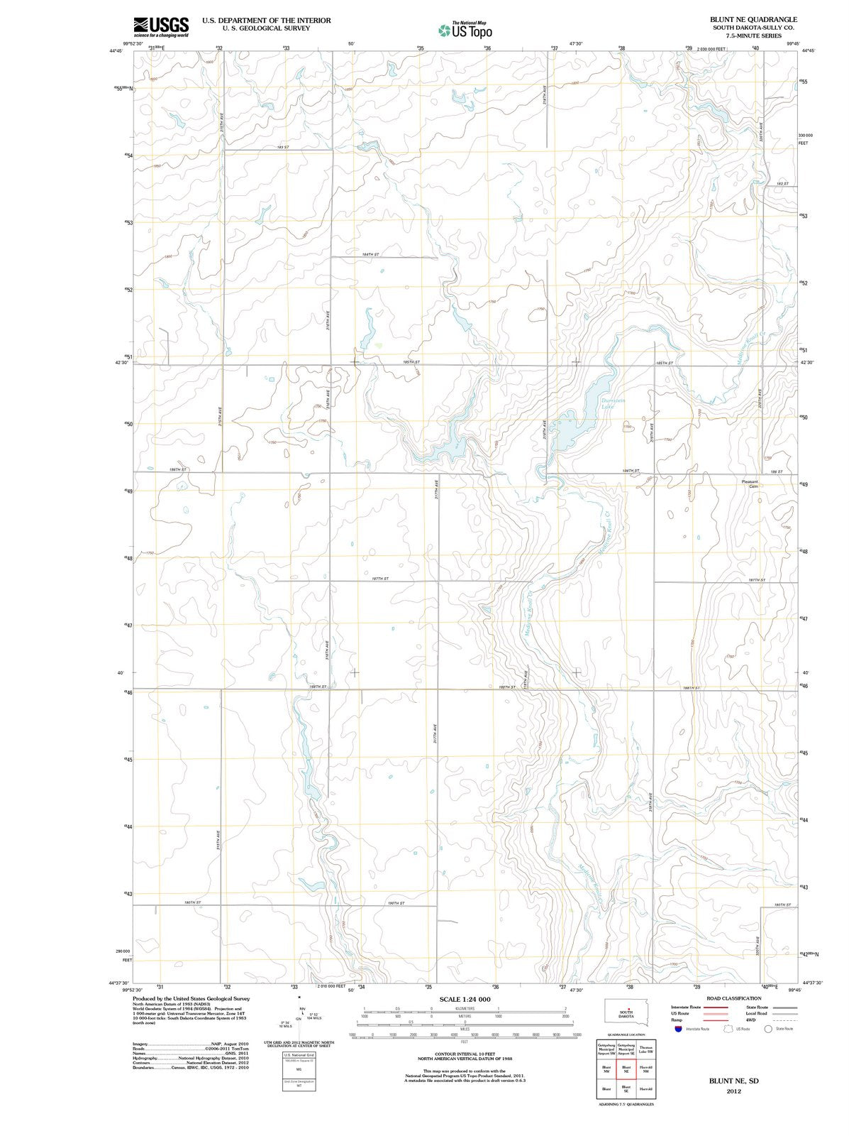 2012 Blunt, SD - South Dakota - USGS Topographic Map v2