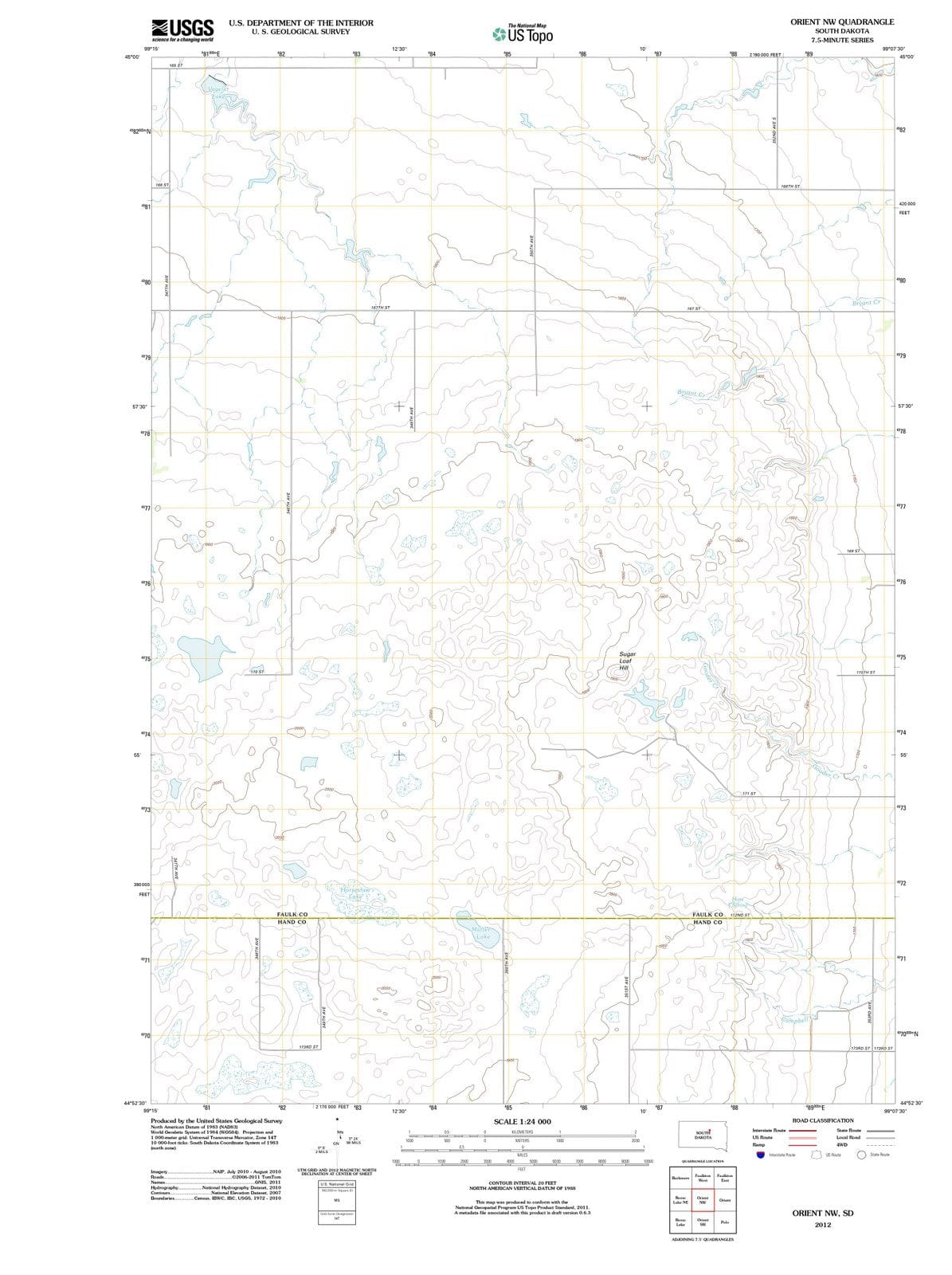2012 Orient, SD - South Dakota - USGS Topographic Map v2