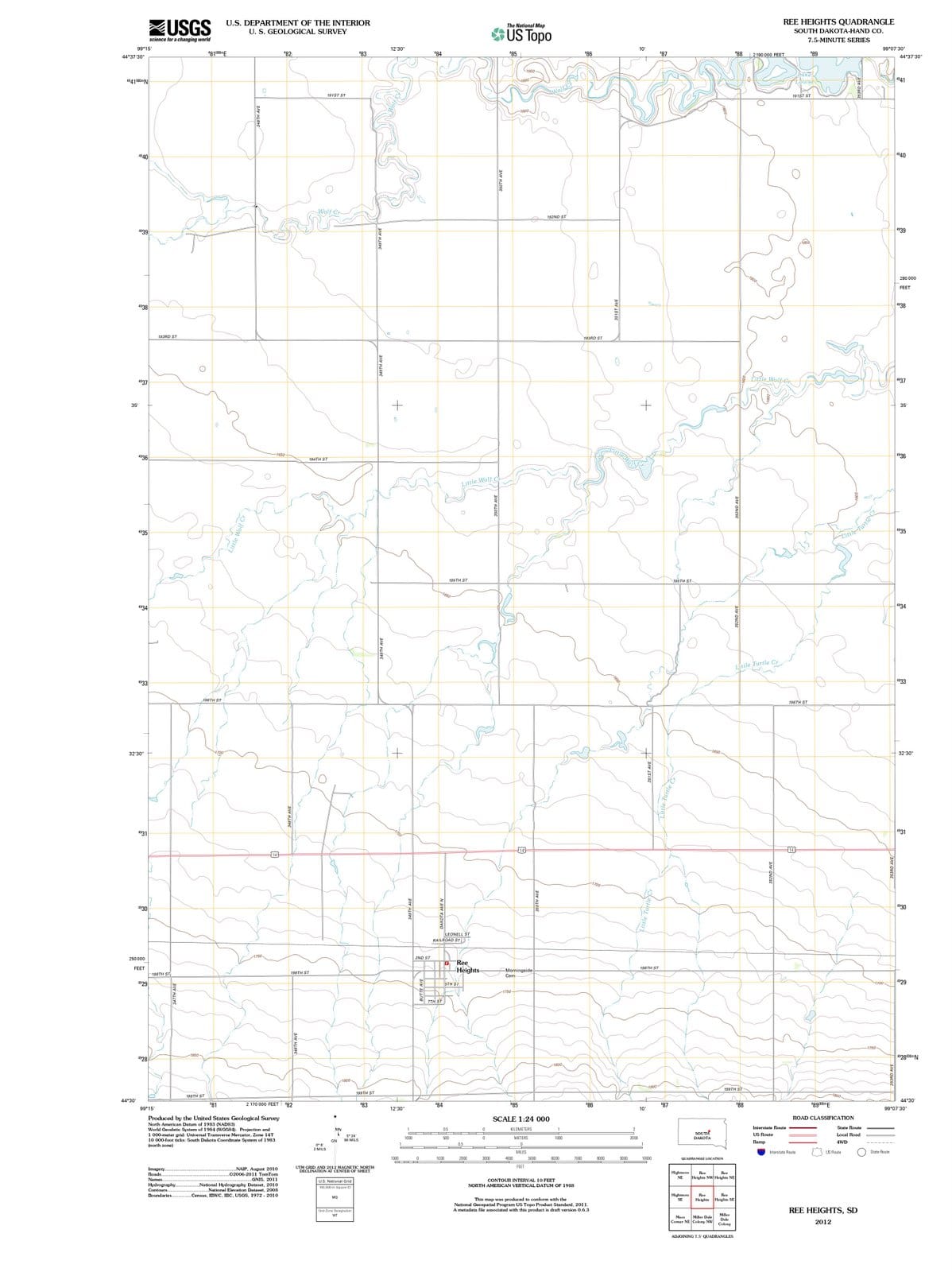 2012 Ree Heights, SD - South Dakota - USGS Topographic Map