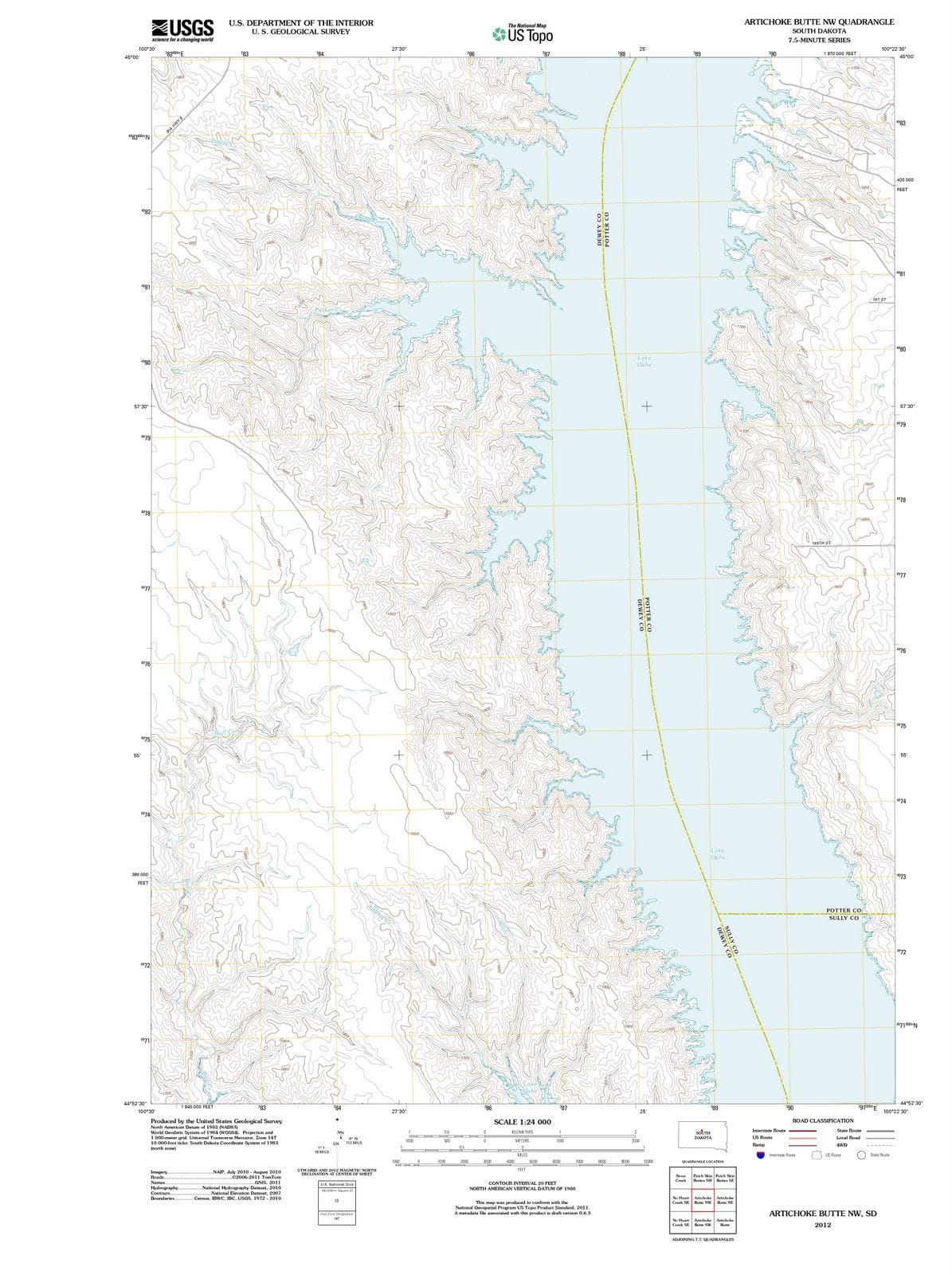 2012 Artichoke Butte, SD - South Dakota - USGS Topographic Map v4