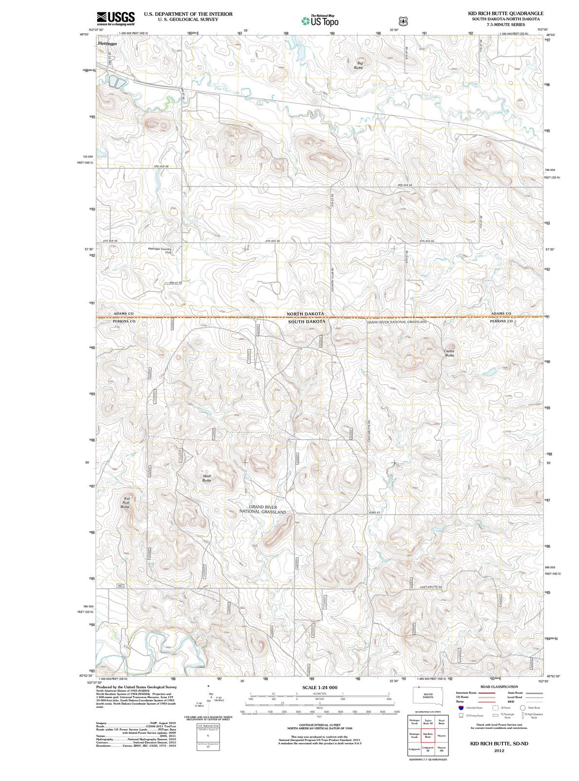 2012 Kid Rich Butte, SD - South Dakota - USGS Topographic Map