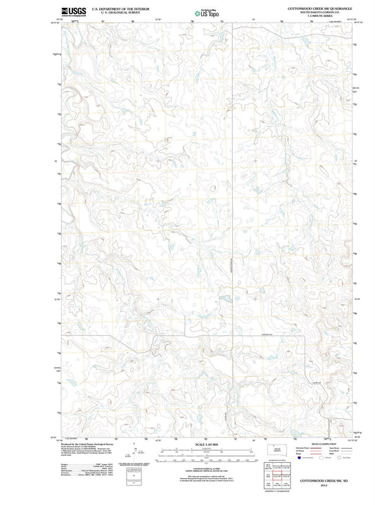 2012 Cottonwood Creek, SD - South Dakota - USGS Topographic Map v4