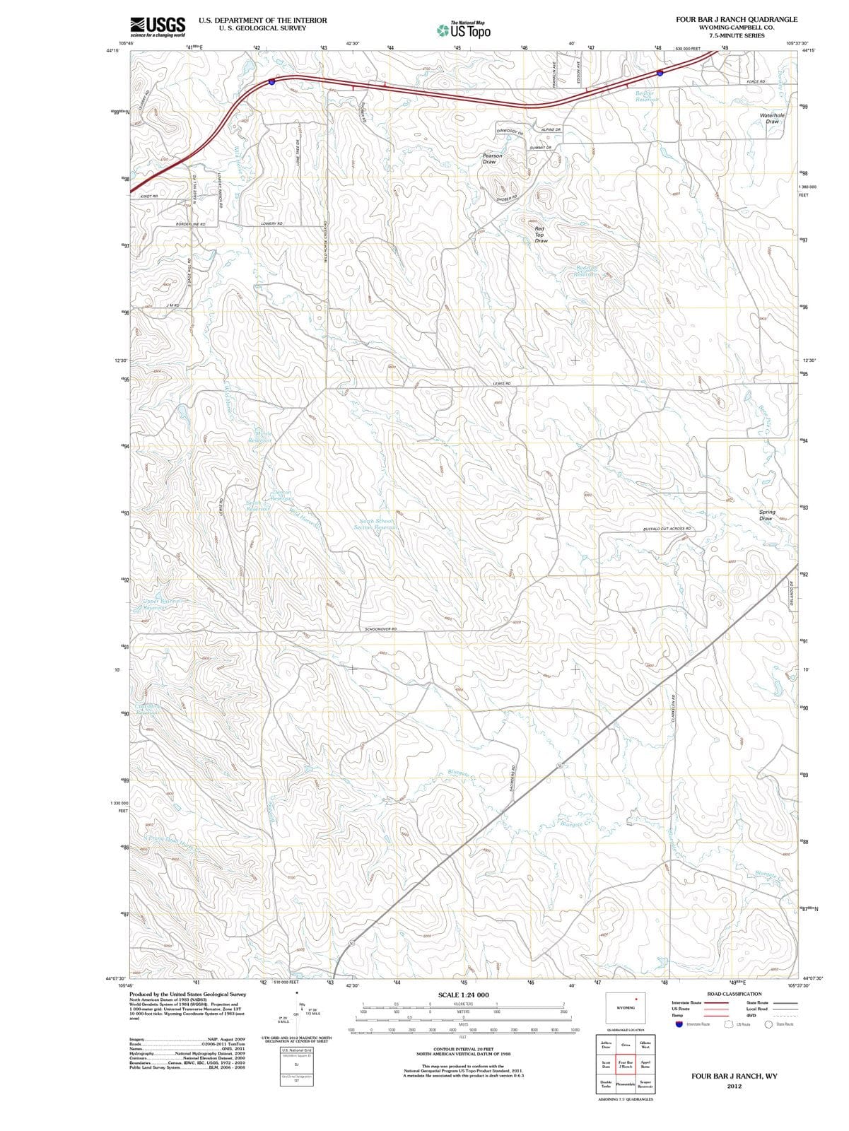 2012 Four Bar J Ranch, WY - Wyoming - USGS Topographic Map
