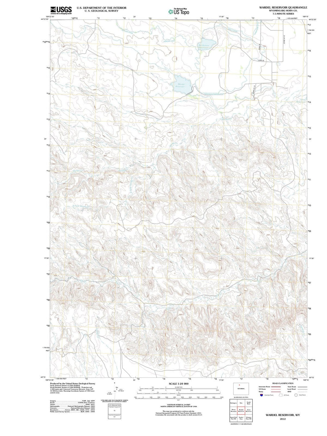 2012 Wardel Reservoir, WY - Wyoming - USGS Topographic Map