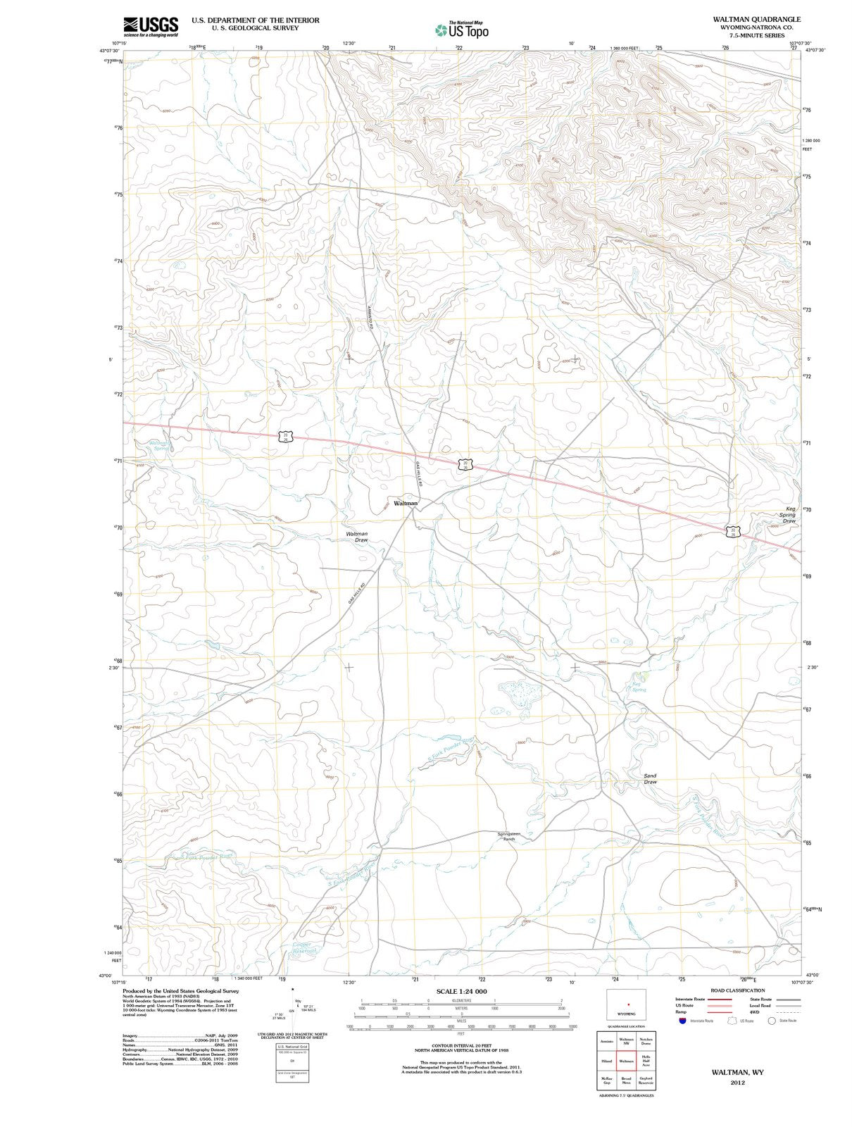 2012 Waltman, WY - Wyoming - USGS Topographic Map
