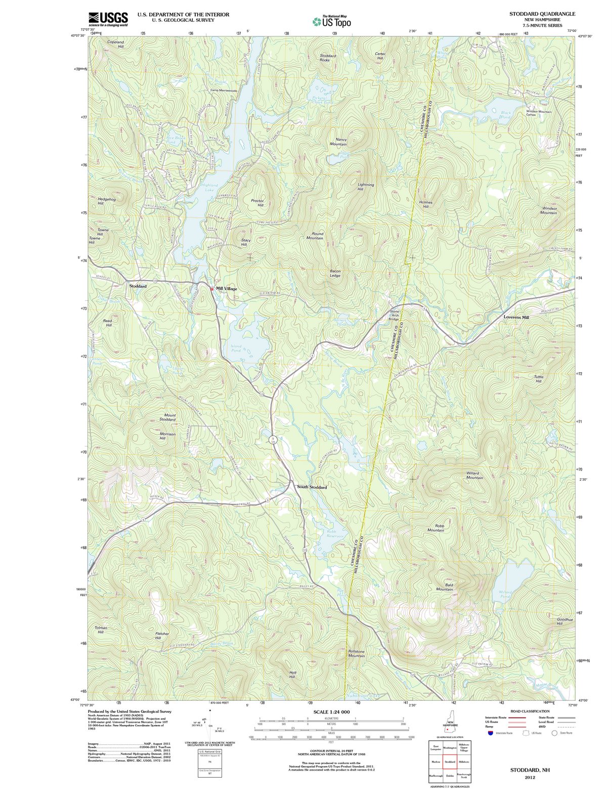 2012 Stoddard, NH - New Hampshire - USGS Topographic Map