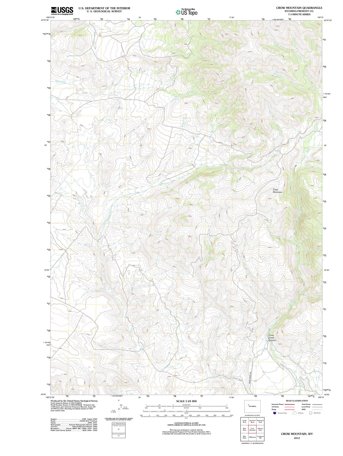 2012 Crow Mountain, WY - Wyoming - USGS Topographic Map